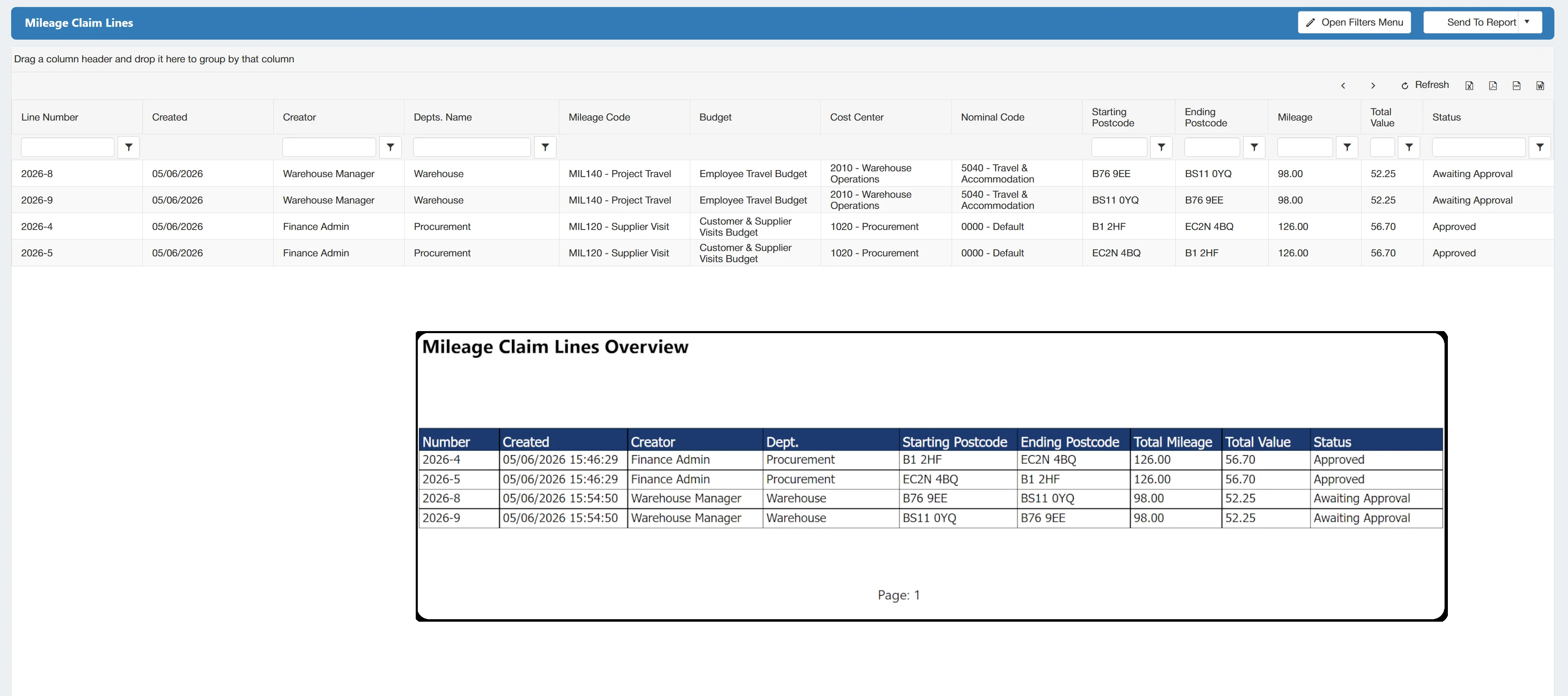 Expenses Search & Reports