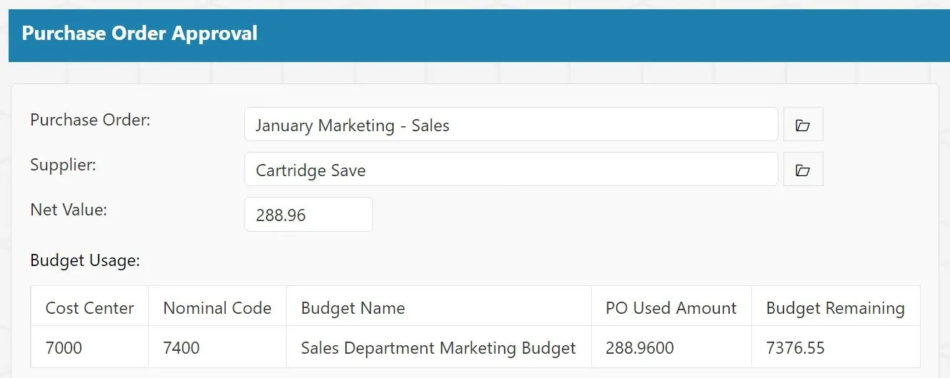 Budget Usage Grid
