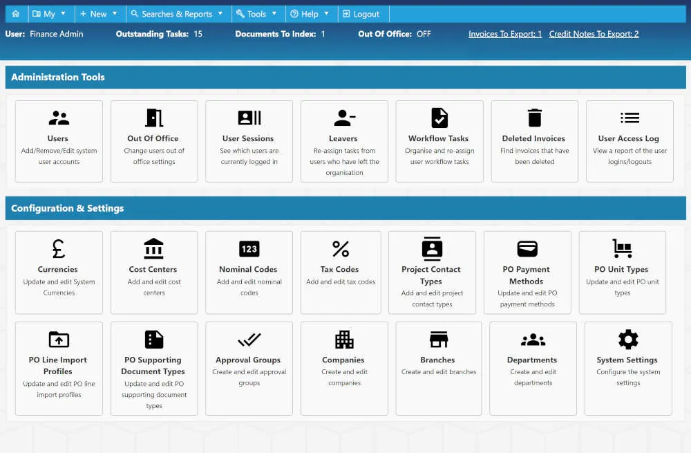 Purchase order administration centre