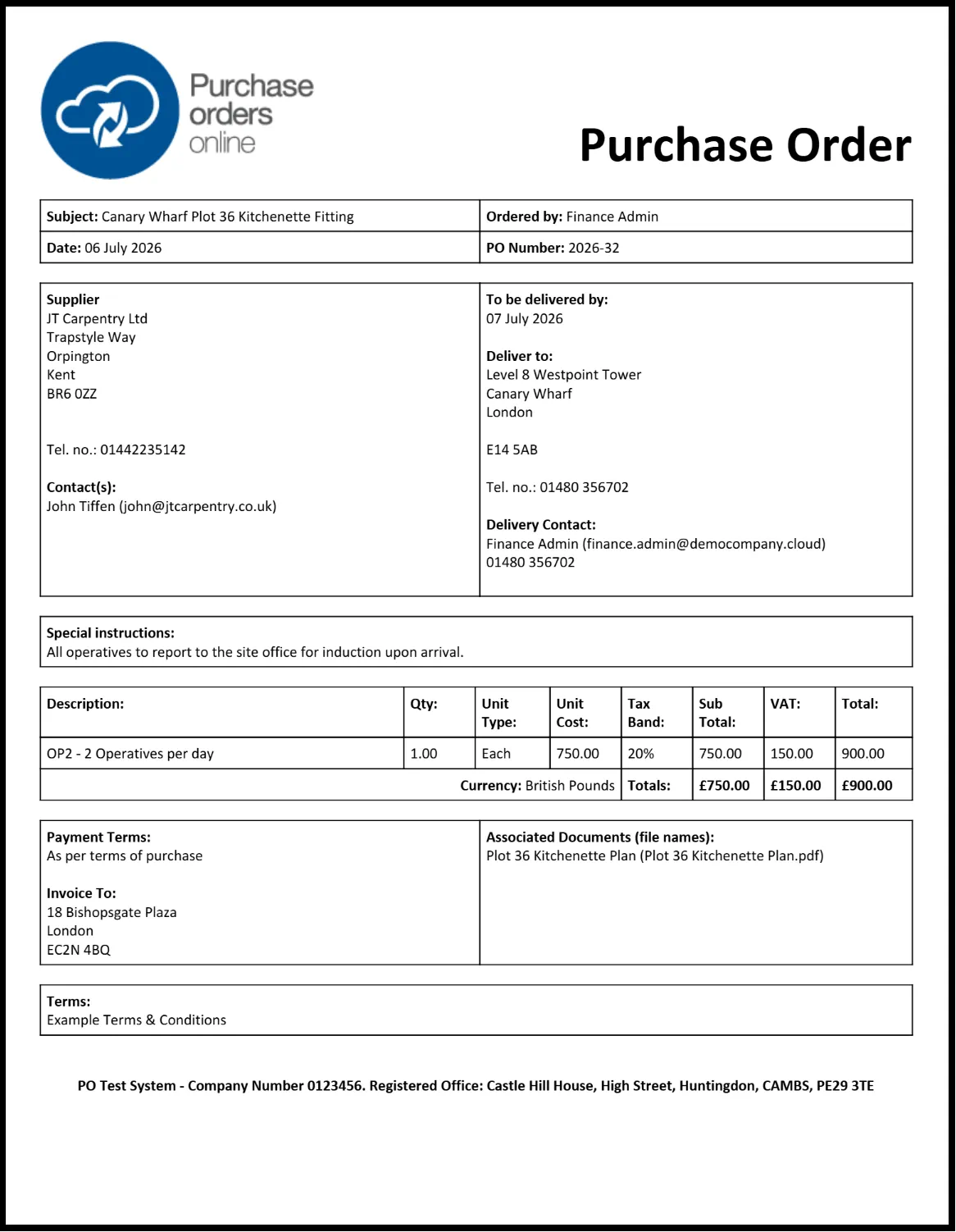 Example Construction Purchase Order
