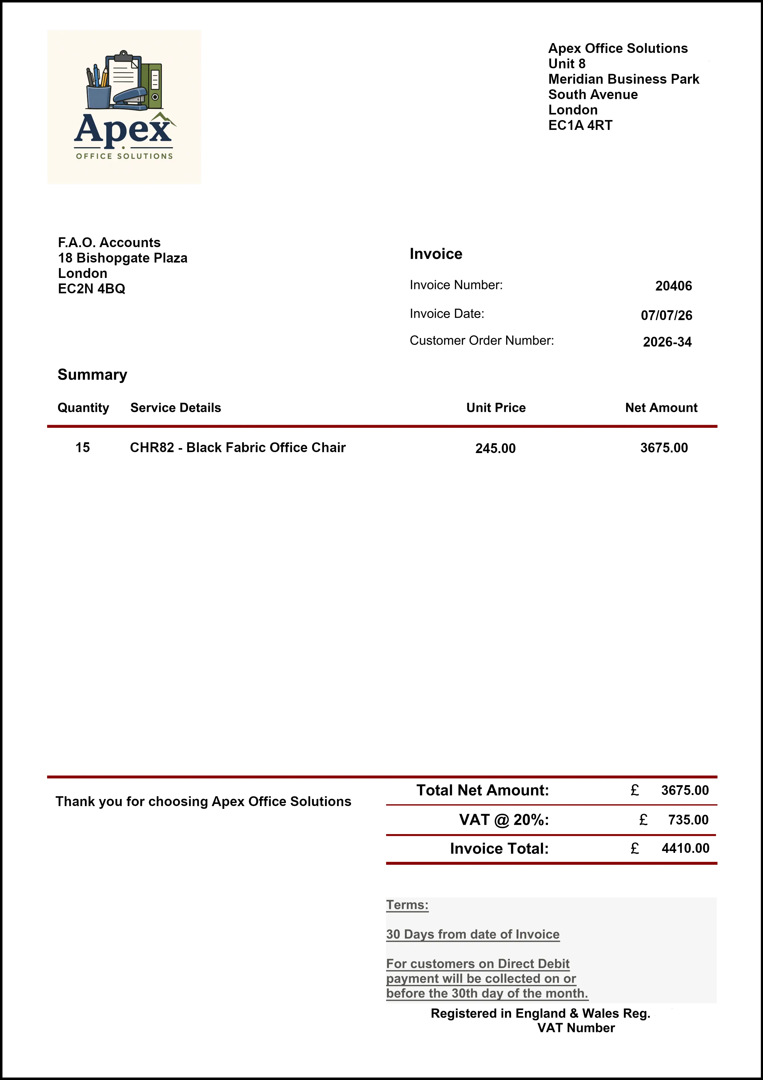 Example Local Councils & Authorities Invoice Example Local Councils & Authorities invoice