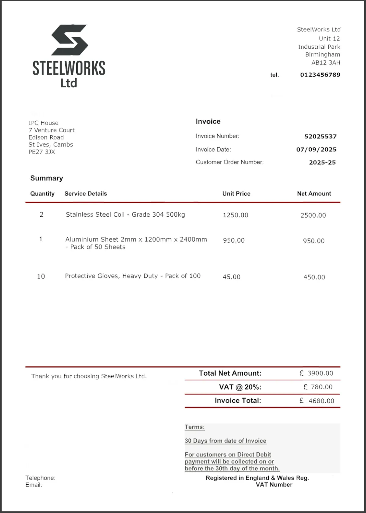Example Education Invoice Example Education invoice