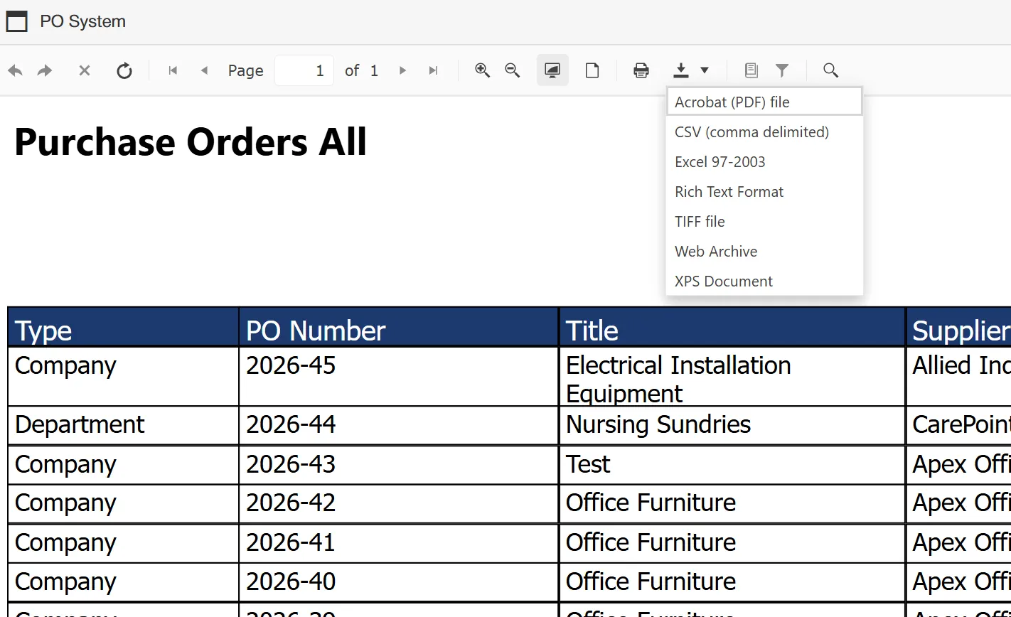 Download reports in multiple formats as required.