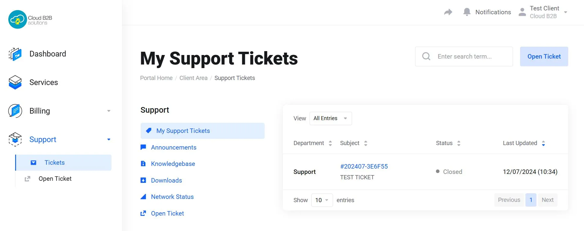 Easily request and manage support and queries online via the Client Portal