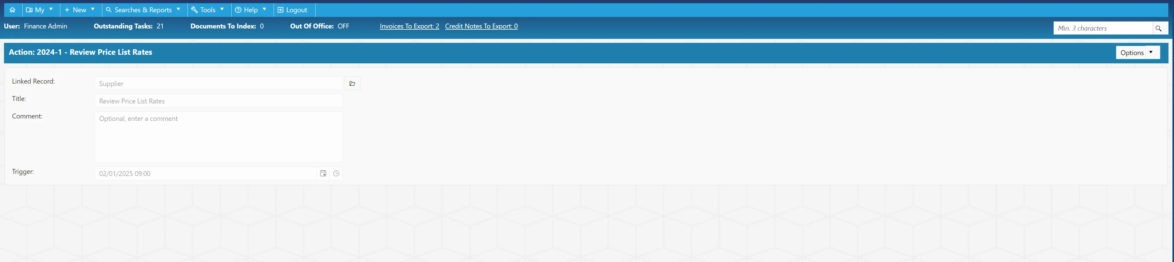 From the action details window, users can edit or cancel the action if required.