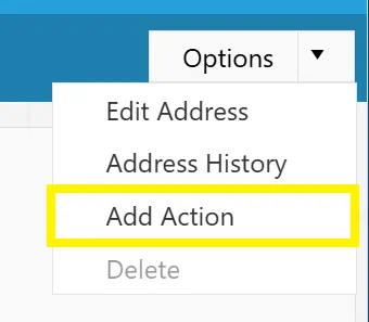Add an action against your address.