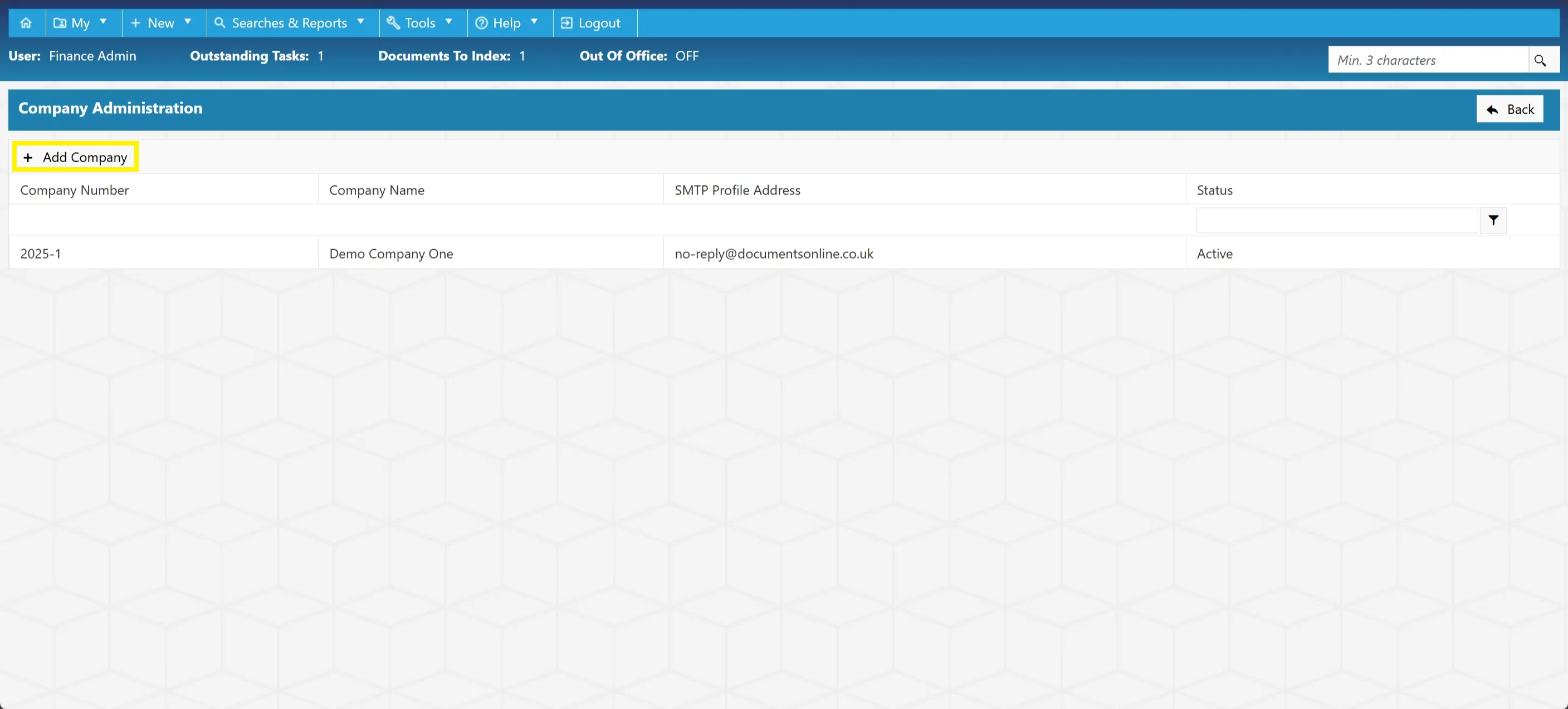 The system supports multiple companies, allowing you to control procurement across your whole organisation.
