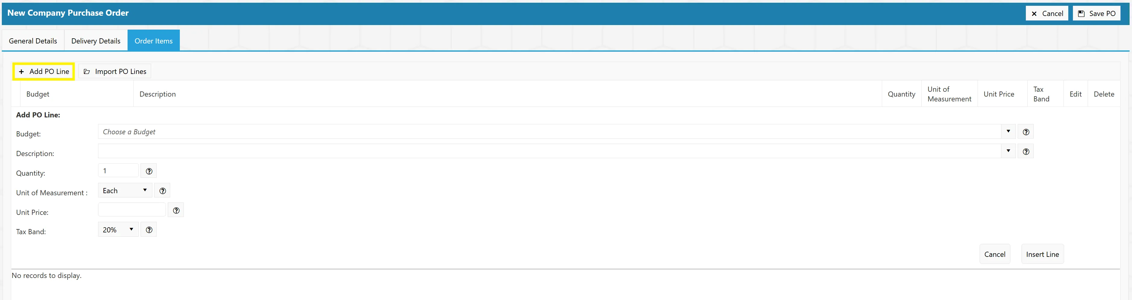 Users can add items line-by-line for accuracy.