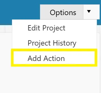 Add an action against your project.