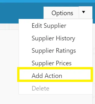 Add actions against suppliers to set reminders.