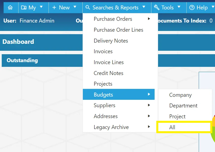 Users can conduct searches for budgets regardless of level.