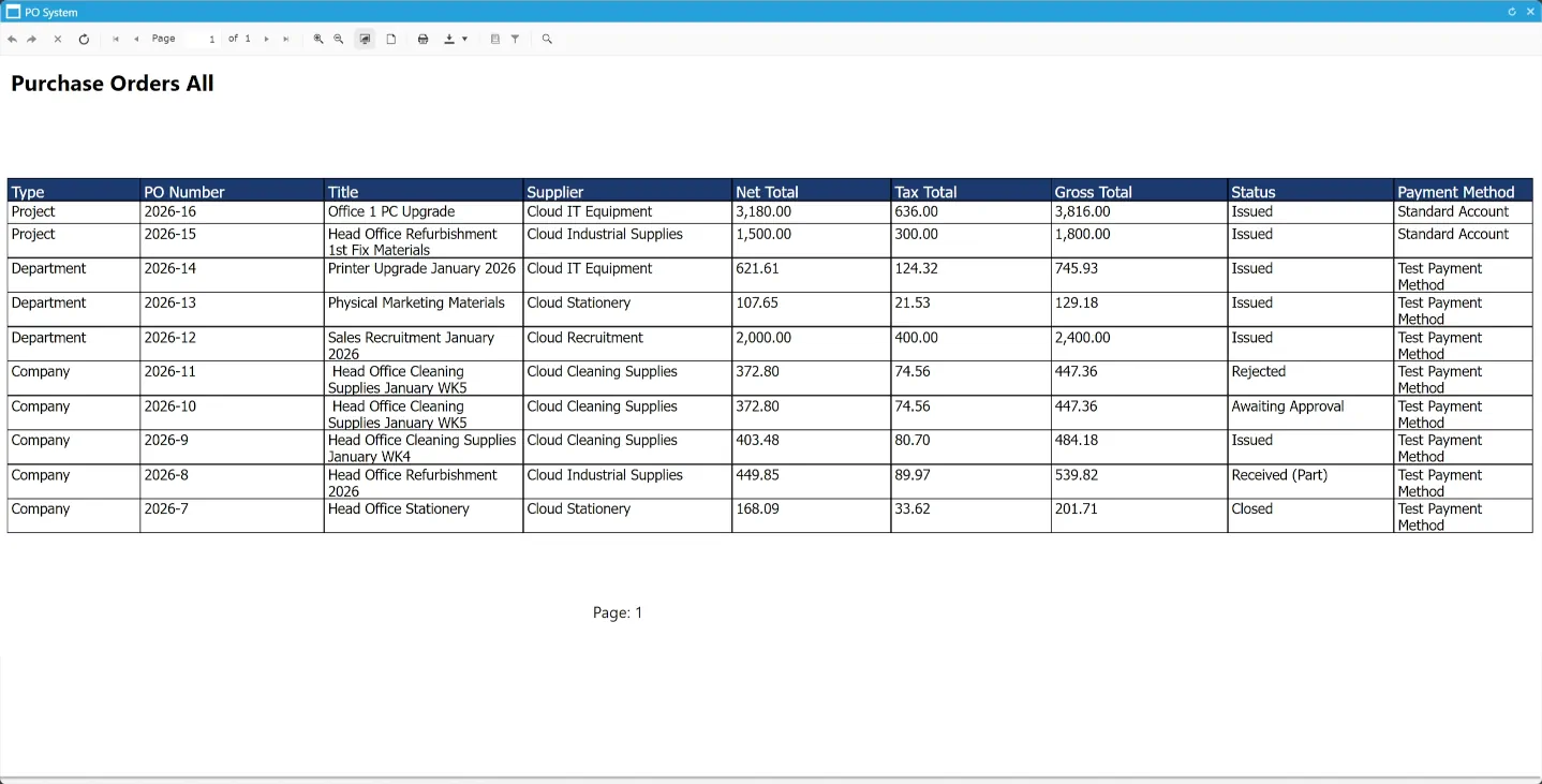 Search reports are formatted with easy-to-read headings and columns.