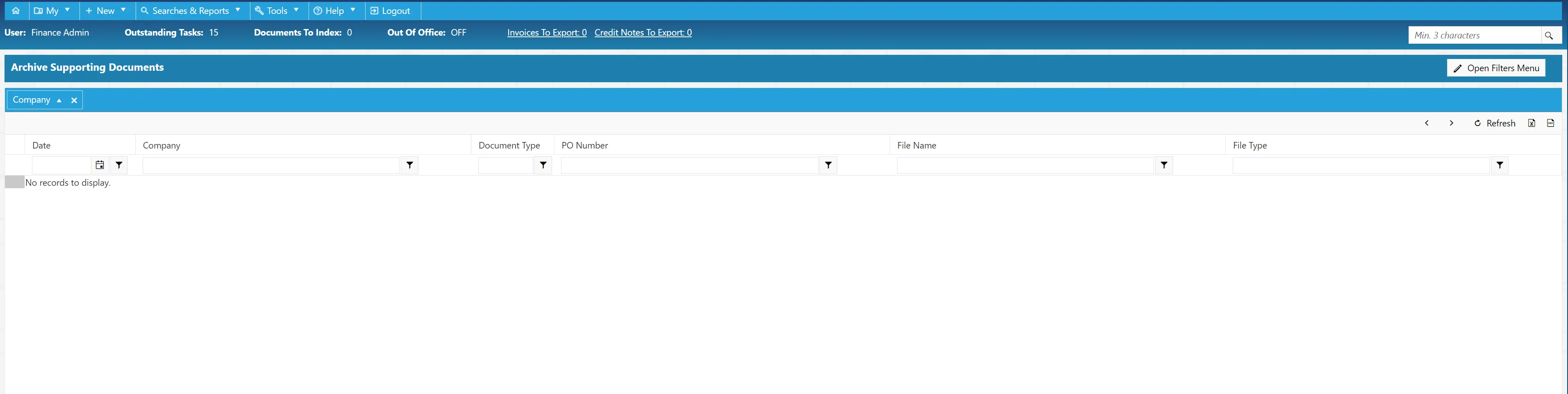 The legacy supporting documents are displayed in a clear grid with multiple columns.