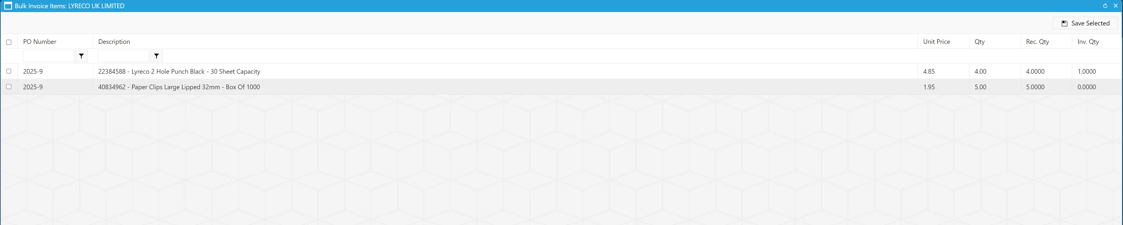 Users have the ability to add invoice lines in bulk for more efficient invoicing.