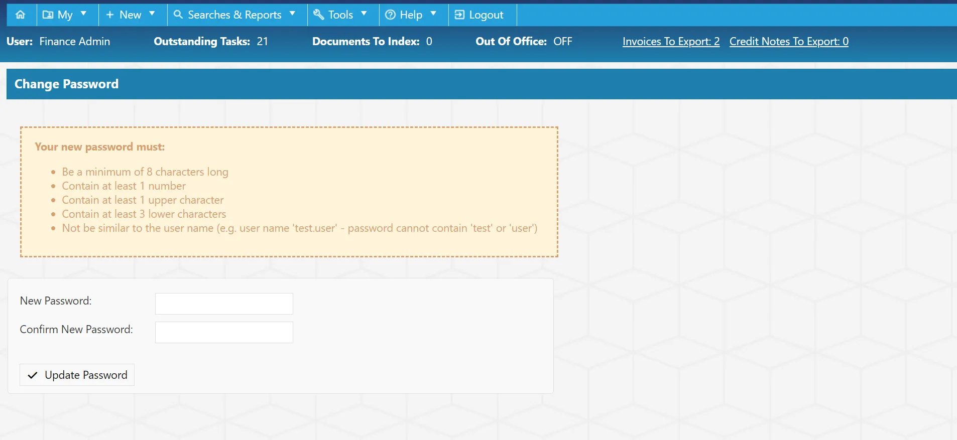 Follow the instructions to change your password.