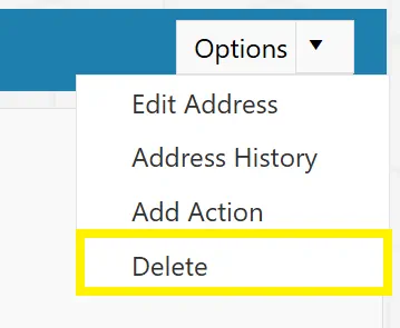 Addresses can be deleted if they have not yet been used.