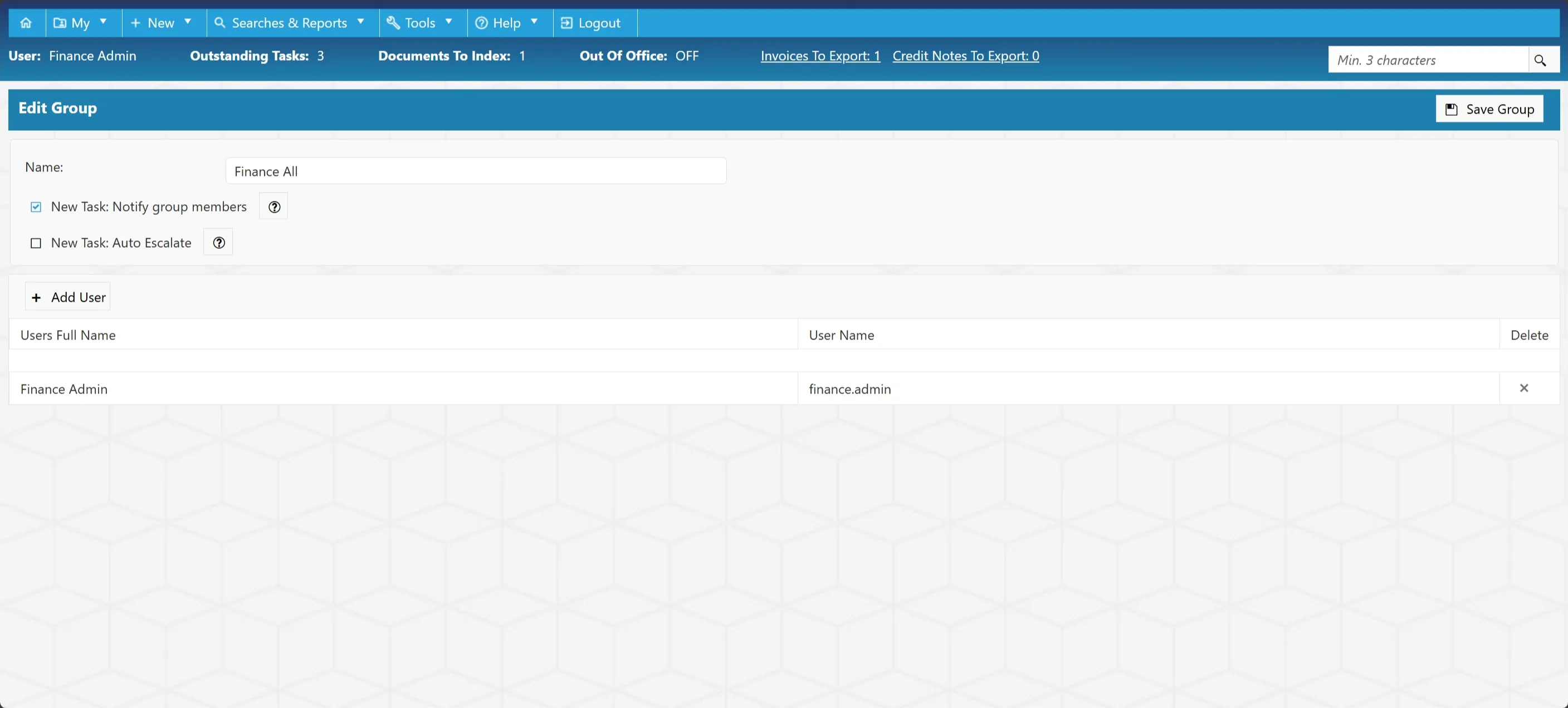 Admin users have the ability to edit existing user groups if required.