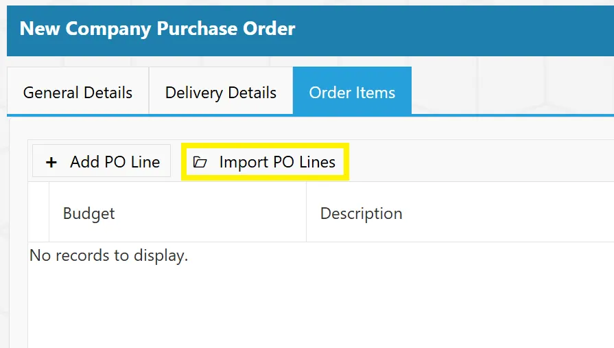 Users can also import purchase order lines in bulk as opposed to adding them one-by-one.