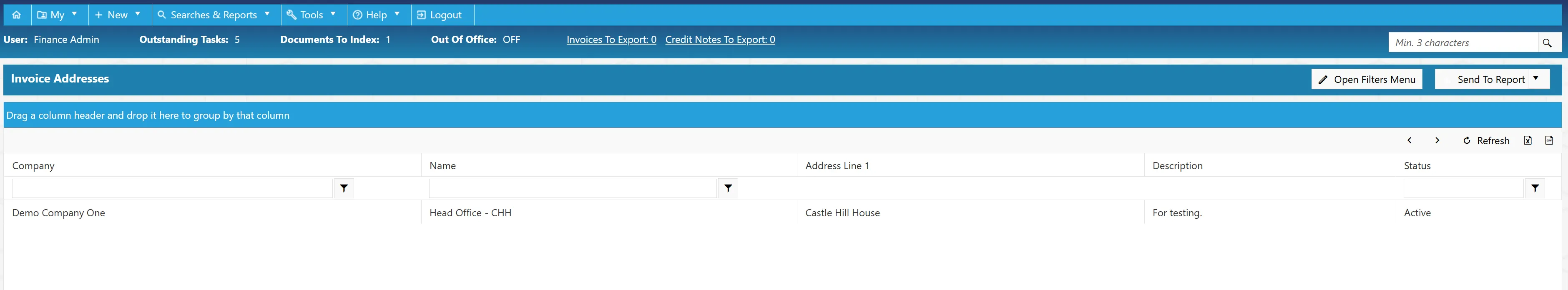 Select the invoice address you wish to edit.