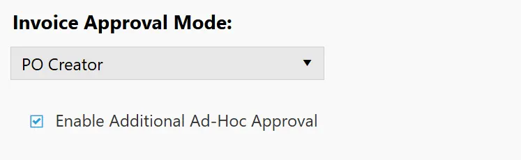 Admin users can dictate who the invoice approval task is sent to within the PO system.