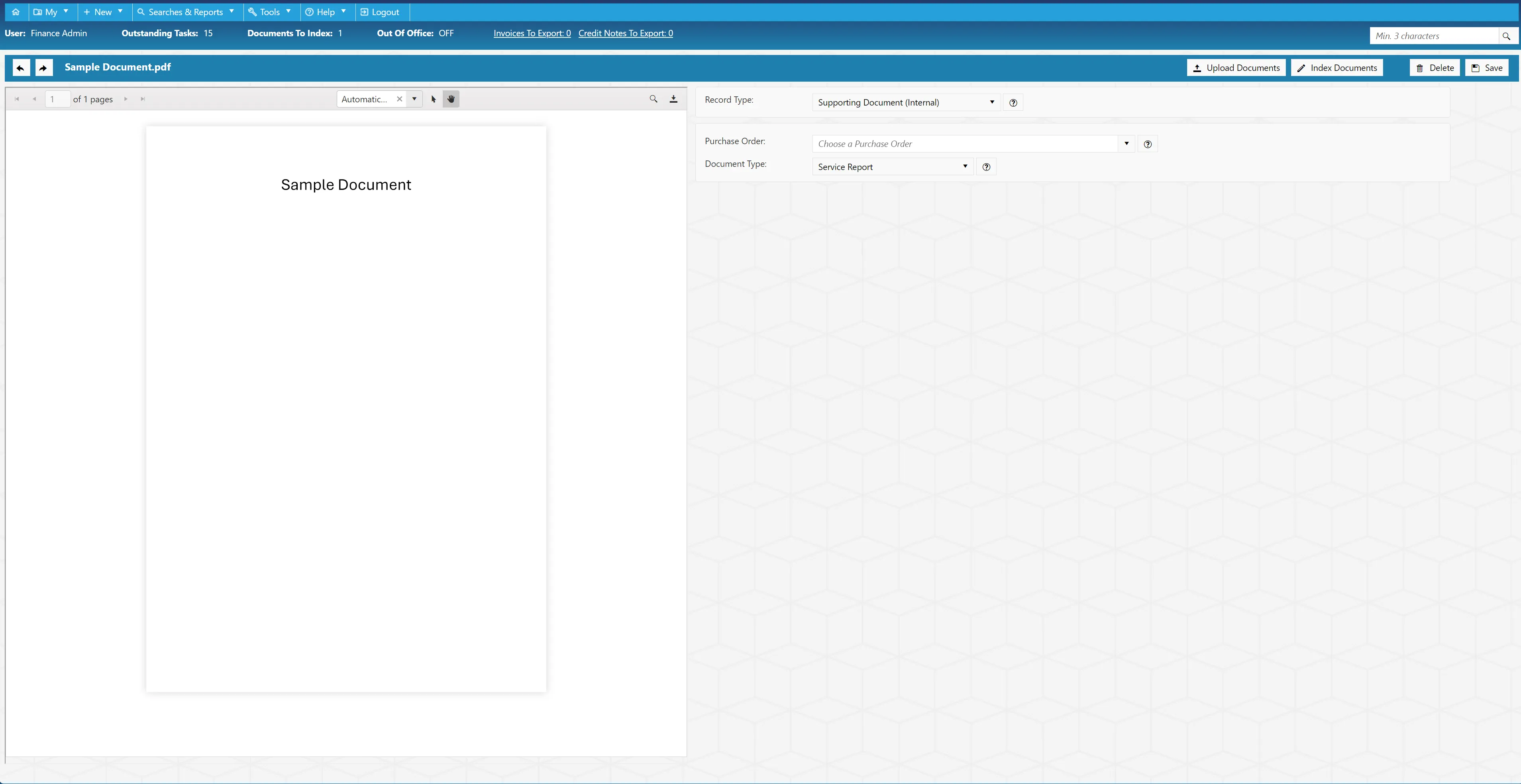 Once the document is selected, it will display a preview on the left hand side for review.
