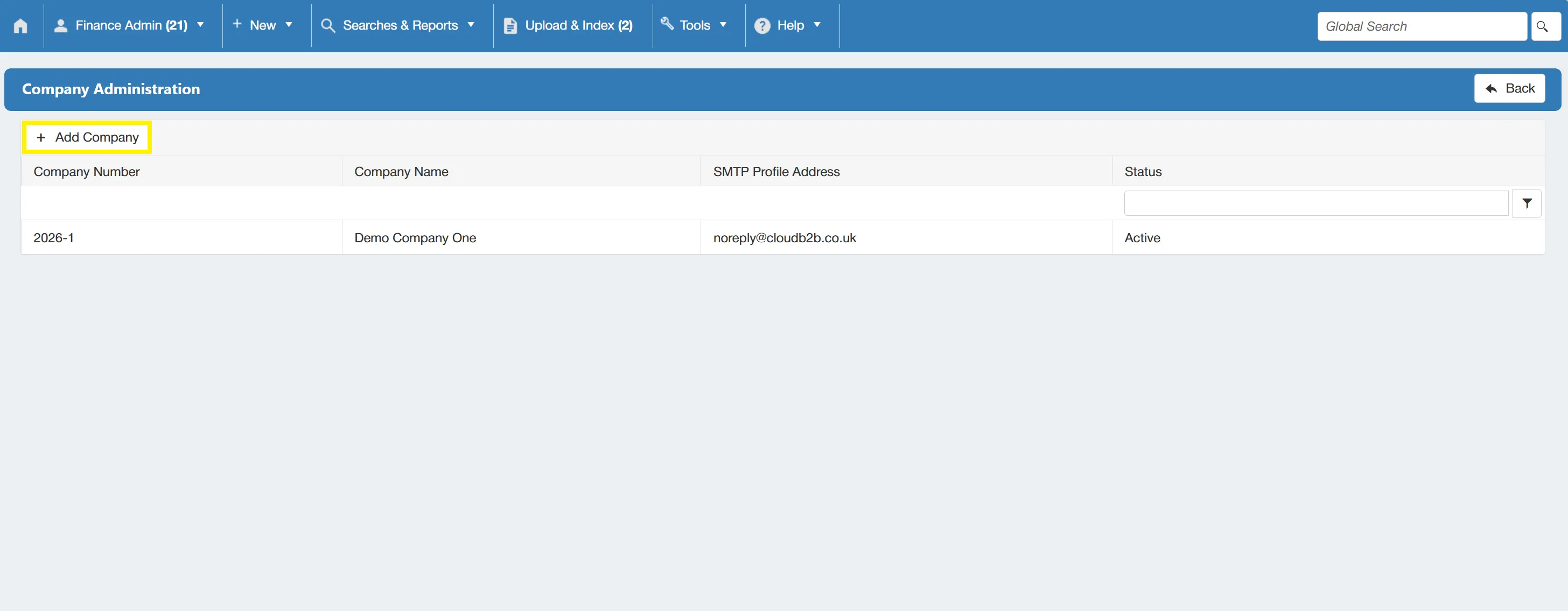 The system supports multiple companies, allowing you to control procurement across your whole organisation.