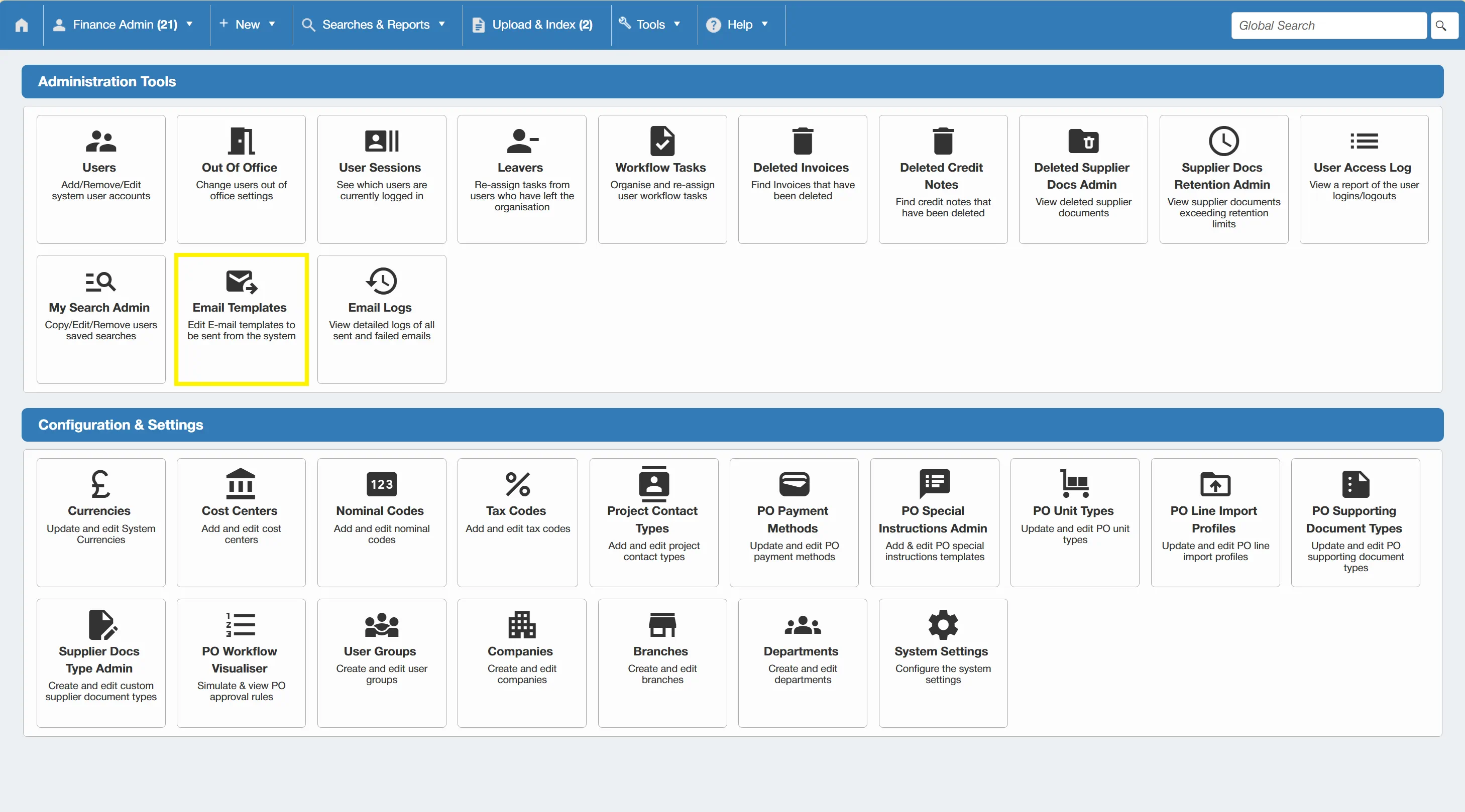 Admin users have the ability to edit email templates.