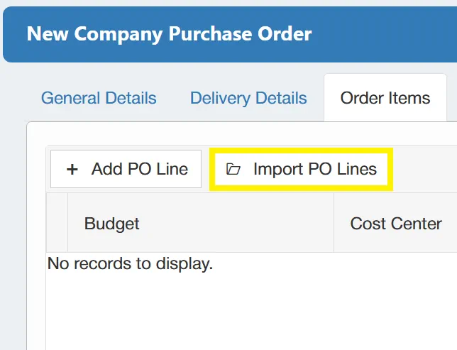 Users can also import purchase order lines in bulk as opposed to adding them one-by-one.