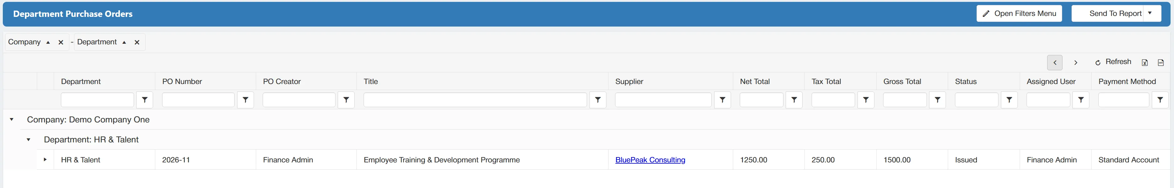 Clicking a saved search will bring you straight to the search result grid.