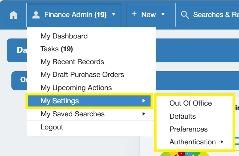 My Settings allows users to configure their own experience within the purchase order software.