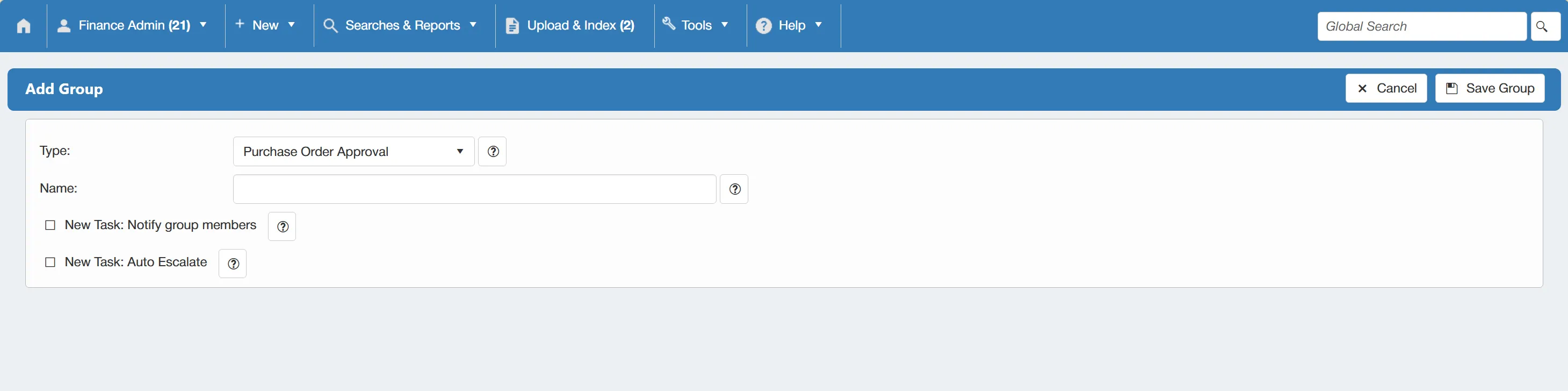 Fill in the details of your new user group.