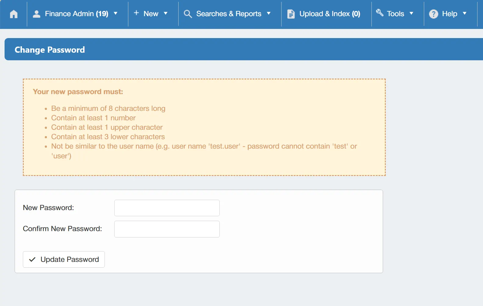 Follow the instructions to change your password.