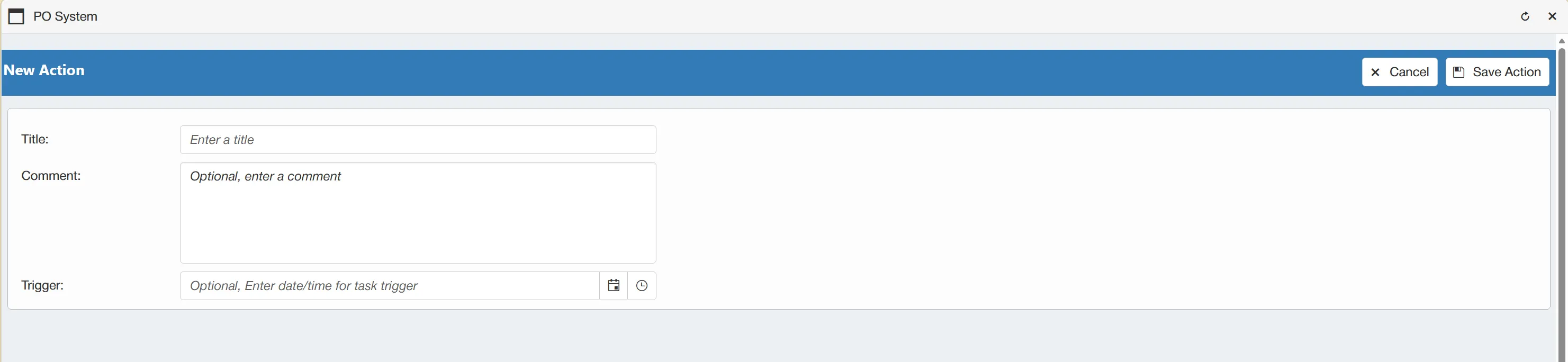 Set the parameters for your project action.