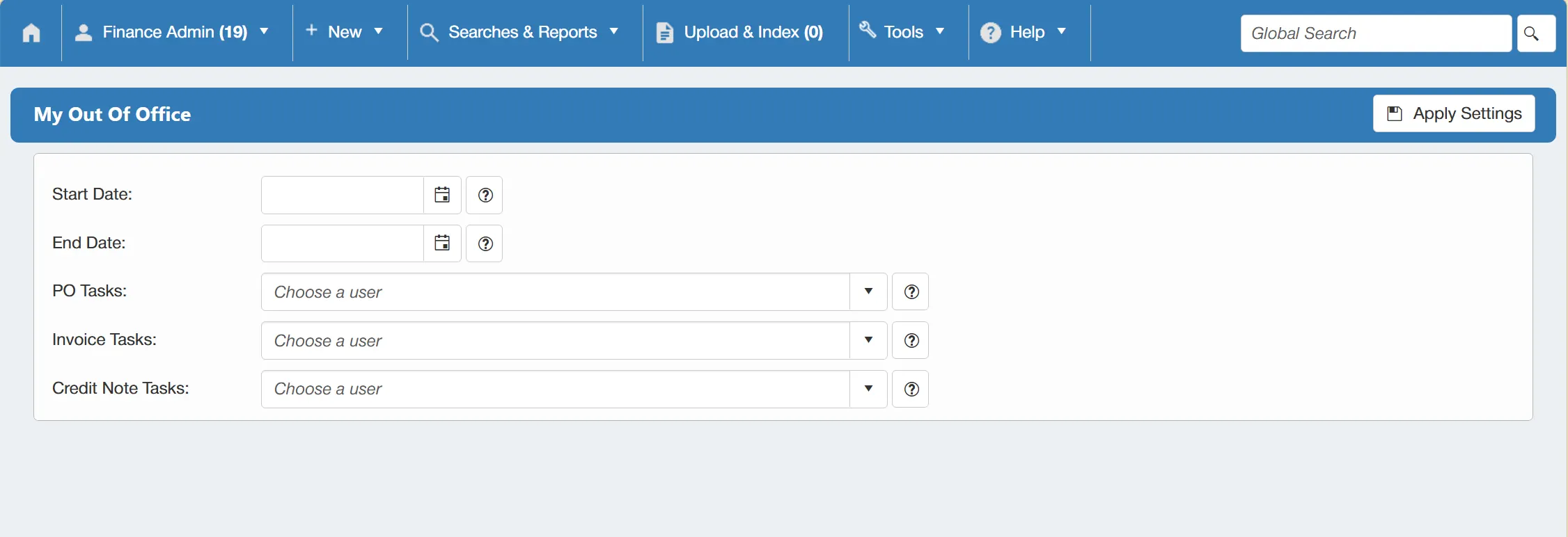 The PO system has an out of office function which ensures that tasks are not missed during absence.