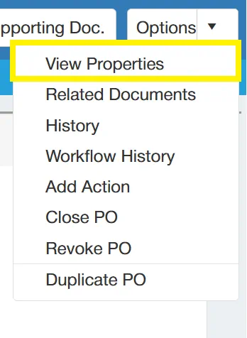 View the purchase order properties.