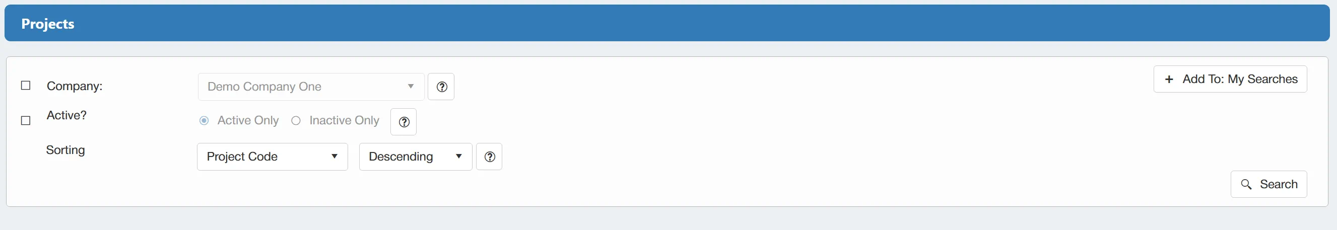 There are several filters available, allowing users to tailor the project search as required.