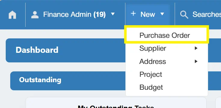The system allows you to create purchase orders at Company, Department or Project level.