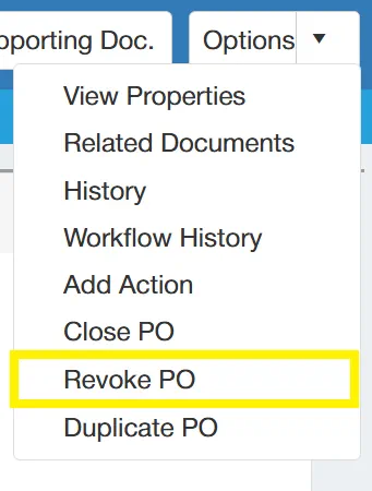 This function allows users to manually revoke a PO that has been issued.