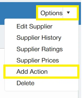 Add actions against suppliers to set reminders.