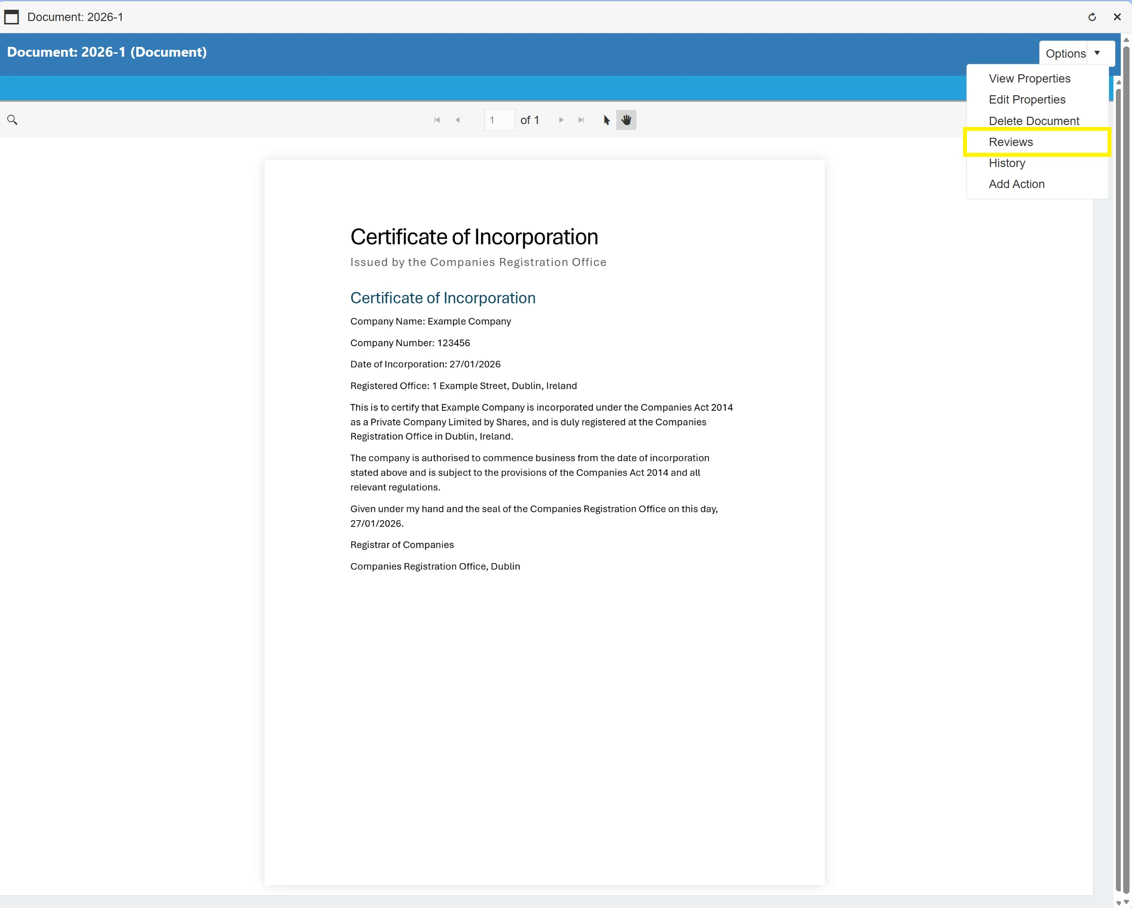 View a history of previous reviews for this document.