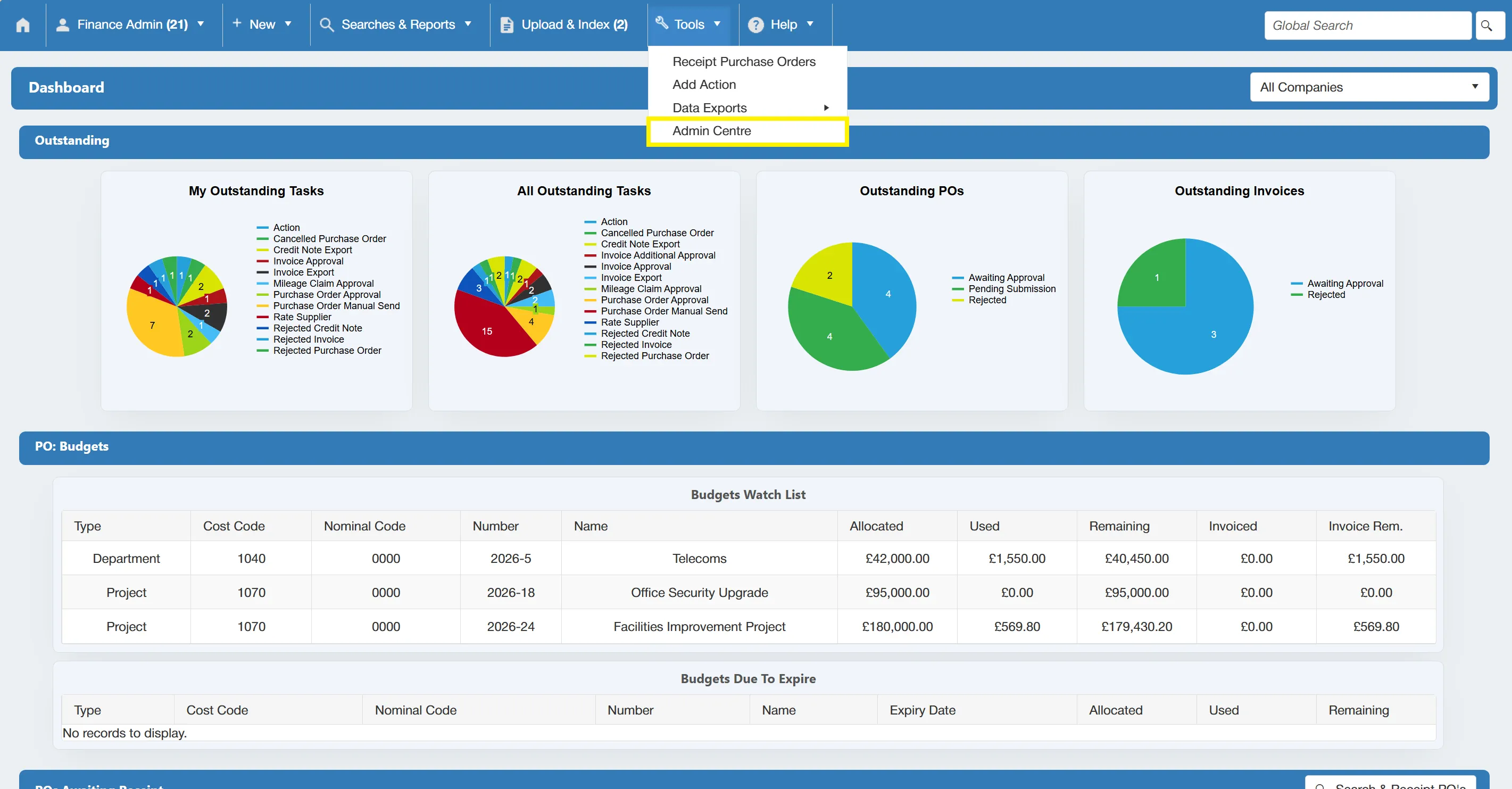 The Configuration & Settings section can be accessed via the Admin section.