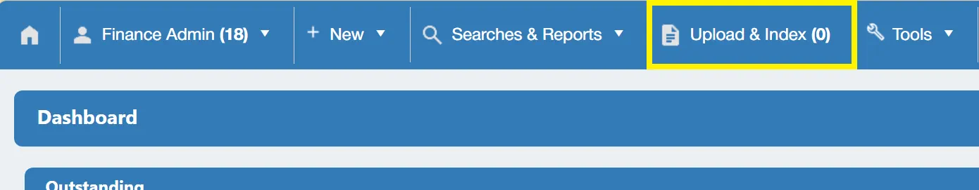 Users can upload documents into the purchase order system for indexing.