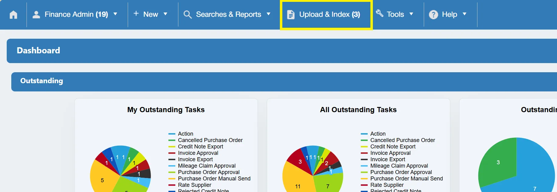 Users can upload documents into the purchase order system for indexing.