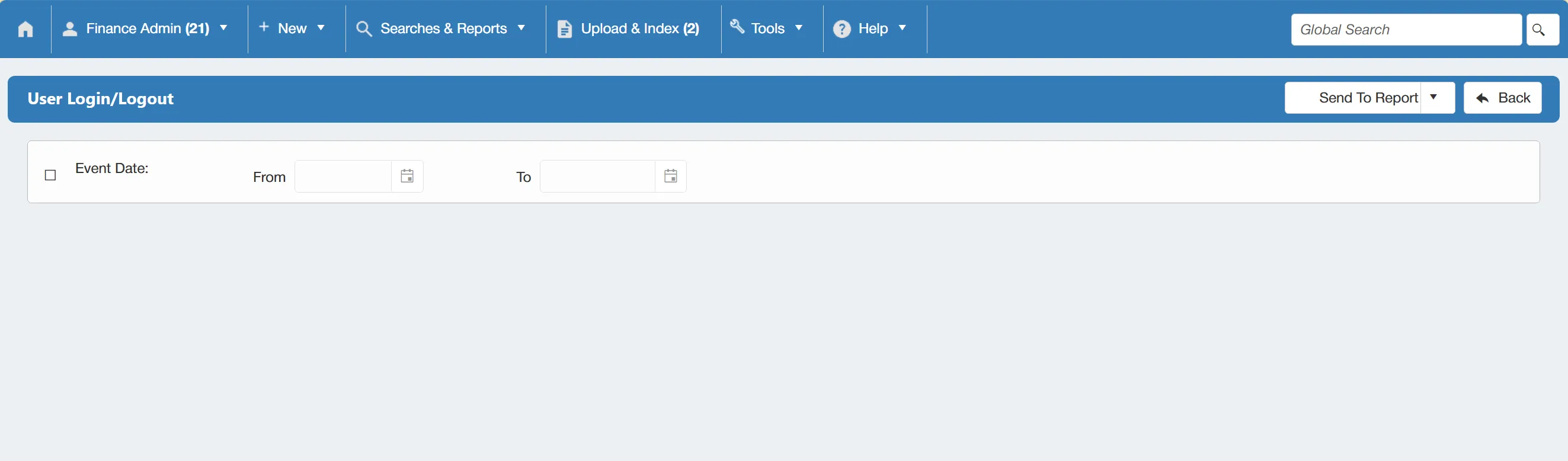 Specify the range for which you would like to view user access logs.