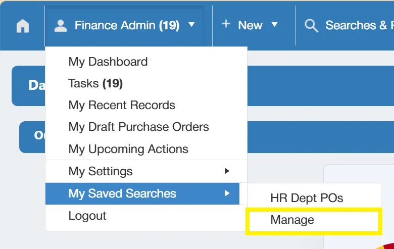 Users can manage their saved searches.