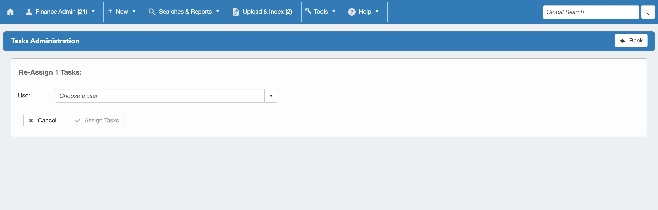 Select the user that you would like the task reassigned to.
