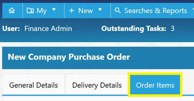 Select Order Items to begin adding items to your purchase order.