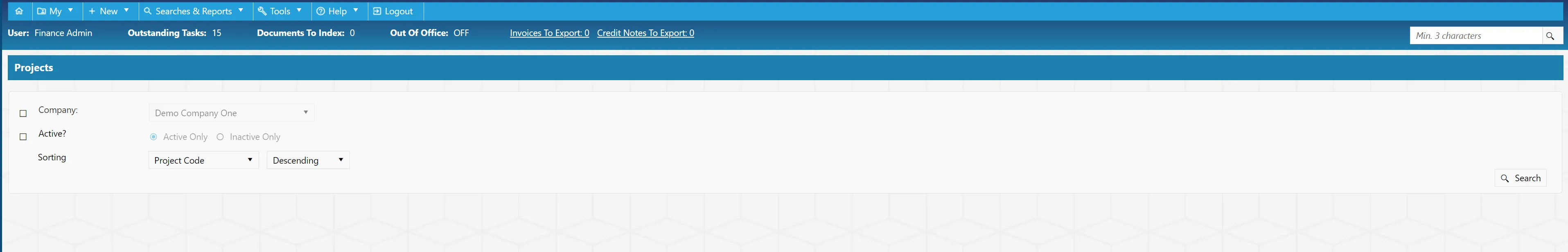 There are several filters available, allowing users to tailor the project search as required.