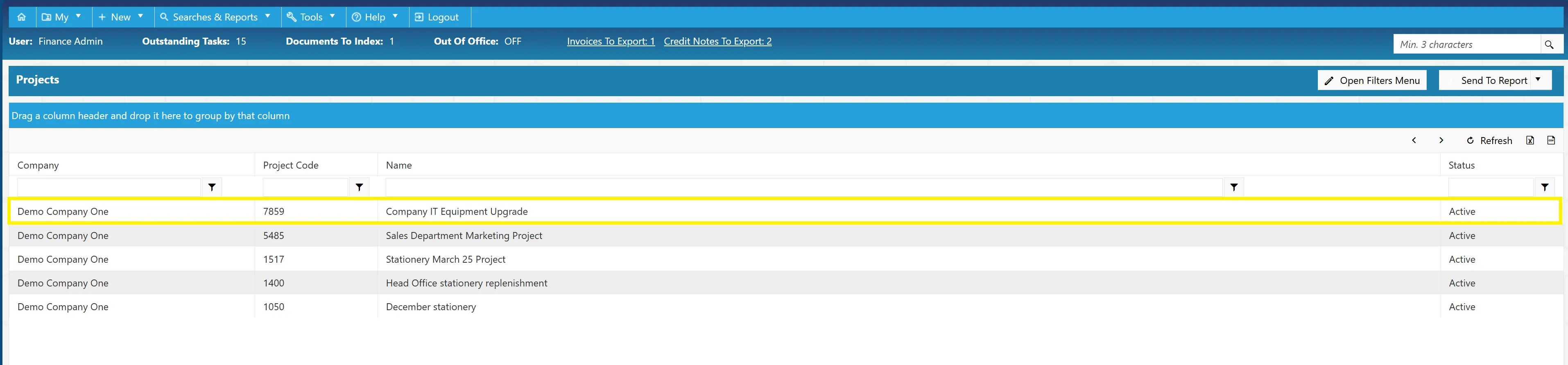 Select the project you wish to edit.