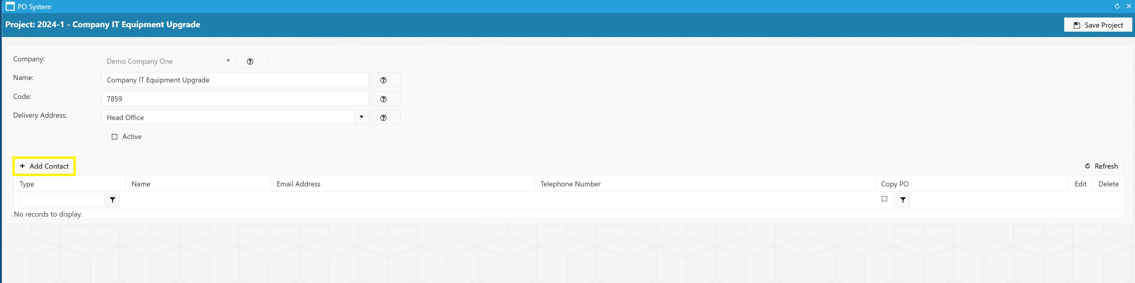 Add contacts to your projects.